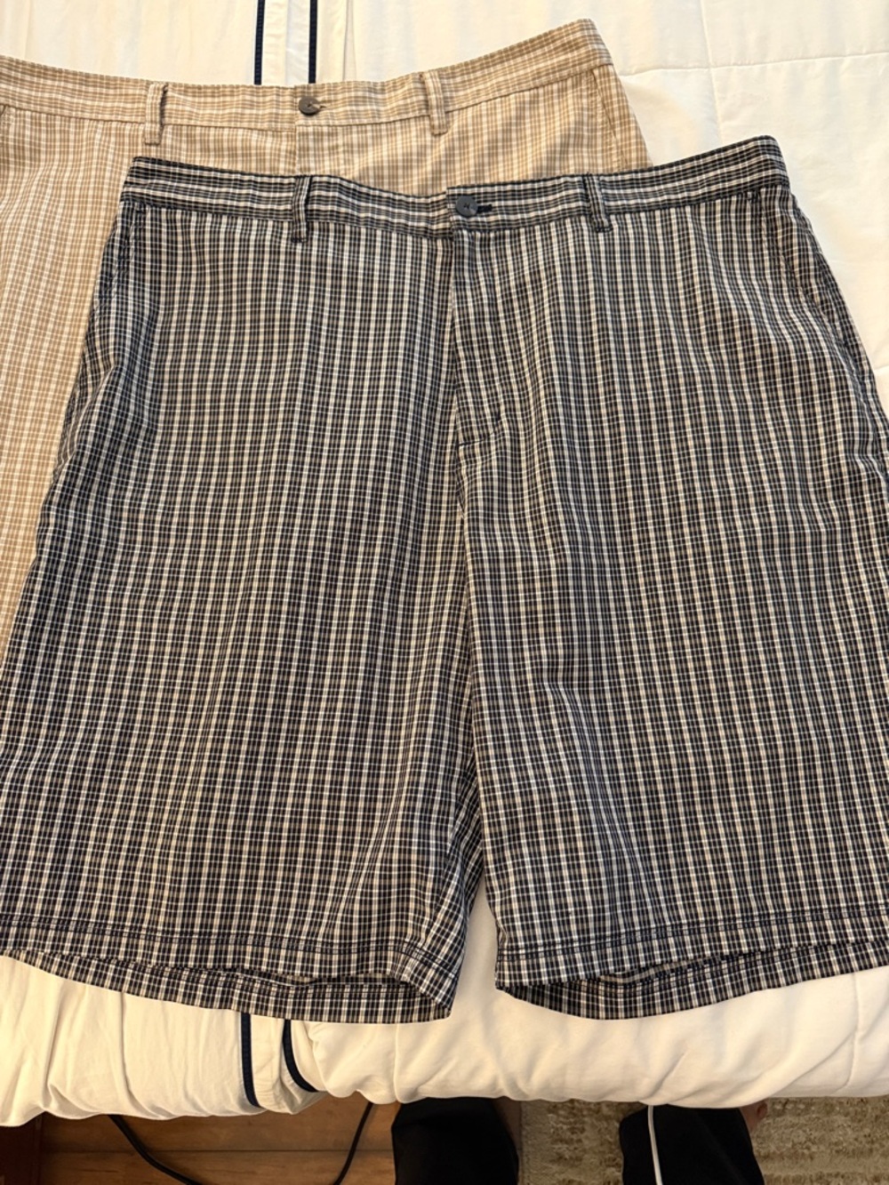 adidas Men's Black & White Plaid Flat-Front Golf Shorts